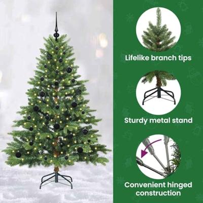 Kunstkerstboom met 150 LED met standaard Groen 150 cm PE en PVC