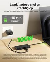 Belkin USB C Hub, 7-poorts USB C Adaptor voor 4K@60Hz HDMI Display, SD + MicroSD, 100W PD, Snelle Gegevensoverdracht (5Gbps), meerpoorts USB Hub - voor MacBook, iPad Pro, Chromebook - HDMI 2.0 - Zwart - thumbnail