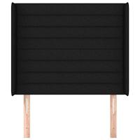 Hoofdbord met randen 83x16x118/128 cm stof zwart - thumbnail