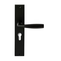 Hardbrass Deurkruk Naxos op rechthoekig langschild profielcilindergat 55mm - zwart - thumbnail