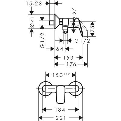 Hansgrohe Logis douchekraan met koppelingen chroom 71600000 - thumbnail