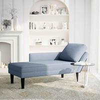 Chaise longue met kussen corduroy stof blauw - thumbnail