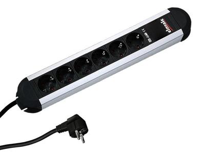 BACHMANN PRIMO stekkerdoos 6x geaard contact, aluminium, 1,75 m