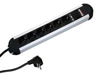 BACHMANN PRIMO stekkerdoos 6x geaard contact, aluminium, 1,75 m - thumbnail