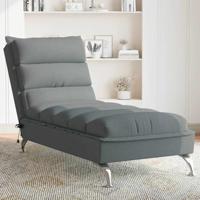 Massage chaise longue met kussens stof donkergrijs - thumbnail