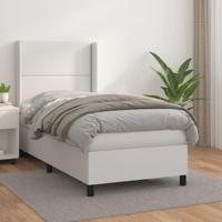 Boxspring met matras kunstleer wit 100x200 cm - thumbnail