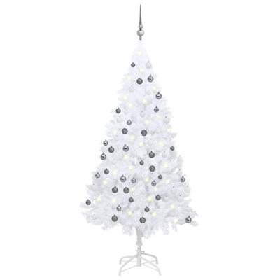 VidaXL Kunstkerstboom met verlichting en kerstballen 120 cm pvc wit