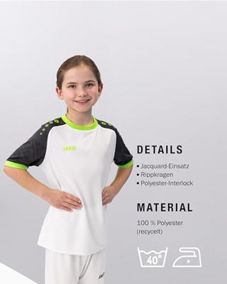 JAKO 4224K Shirt Iconic Km Kids - Wit/Zwart/Fluogroen - 152