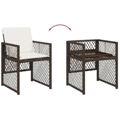 Tuinstoelen 4 st met kussens poly rattan bruin - thumbnail