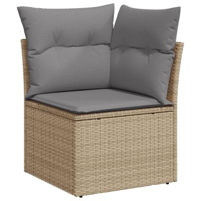 4-delige Loungeset met kussens poly rattan gemengd beige