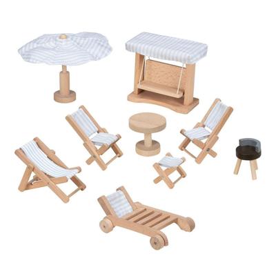 Goki houten poppenmeubels tuinmeubels, 9dlg.