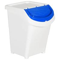 Afvalbakken met deksels stapelbaar 3 st PP 120 L wit - thumbnail