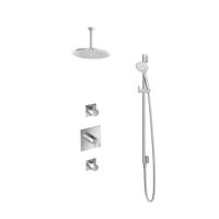 Hotbath Get Together doucheset met 2 stopkranen met 3 standen-handdouche, 15 cm plafondbuis, 30 cm hoofddouche, glijstang, geborsteld nikkel - thumbnail