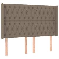 Hoofdbord met randen 163x16x118/128 cm stof taupe - thumbnail