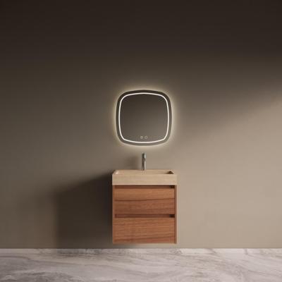 Badmeubelset Riga Travertin met Wastafel 60 cm Walnoot