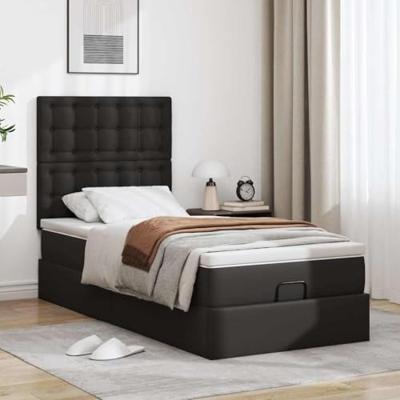 Ottomaanse bed met matras 90x190cm kunstleer zwart