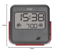 TFA Dostmann 60.2031.10 Wekker Kwarts Grijs Alarmtijden 1 Trilalarm, Extra luid wekgeluid - thumbnail