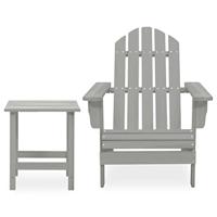 Tuinstoel Adirondack met tafel massief vurenhout grijs - thumbnail