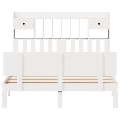 Bed met boekenkast zonder matras grenenhout wit 140x200 cm