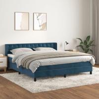 Boxspring met matras fluweel donkerblauw 180x200 cm - thumbnail