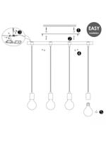 Home sweet home hanglamp Denton 4L hout / burned metal - thumbnail