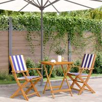 3-delige Bistroset stof en massief hout blauw en wit - thumbnail