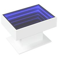 Salontafel met LED 70x50x45 cm bewerkt hout wit - thumbnail