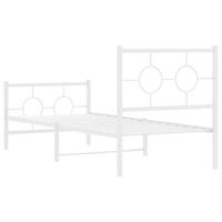 Bedframe met hoofd- en voeteneinde metaal wit 80x200 cm - thumbnail