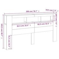 Hoofdeinde met LED 200x18,5x103,5 cm bewerkt hout zwart - thumbnail