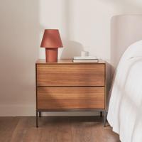 Kave Home Nachtkastje 'Vedrana' Walnoot, Met 2 lades - thumbnail