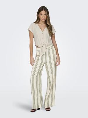 Only Onlsiesta Ss Knot Lin Bl Shirt Pnt Noos T-shirts Moonbeam