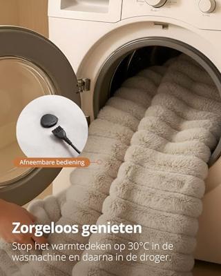 Duux Yentl Overblanket Stripped Rabbit Faux Fur (200 x 200) Elektrische deken Grijs Duux Yentl Overblanket Stripped Rabbit Faux Fur (200 x 200) Elektrische deken Grijs