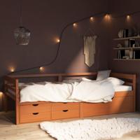Bedframe met lades en kast grenenhout honingbruin 90x200 cm - thumbnail