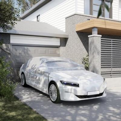 VidaXL Autohoes half met haken l peva zilverkleurig VidaXL Autohoes half met haken l peva zilverkleurig