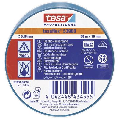 tesa tesaflex IEC 53988-00032-00 Isolatietape Blauw (l x b) 25 m x 19 mm 1 stuk(s) tesa tesaflex IEC 53988-00032-00 Isolatietape Blauw (l x b) 25 m x 19 mm 1 stuk(s)