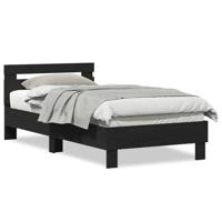 Bedframe met hoofdeinde Zwart eiken 90 x 190 cm Bewerkt hout - thumbnail