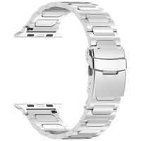 By Qubix - Titanium H-type schakelband - Zilver - Compatible met Apple Watch 44mm / 45mm / 46mm / 49mm - Compatible Apple watch bandjes - thumbnail