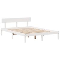 Bed met boekenkast zonder matras grenenhout wit 150x200 cm - thumbnail