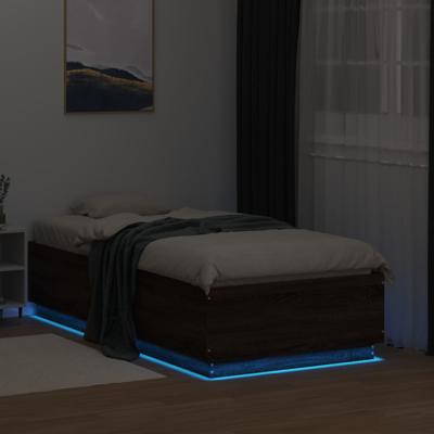 Bedframe met LED-verlichting bruin eikenkleurig 135x190 cm