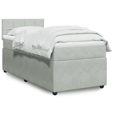 Boxspring met matras fluweel lichtgrijs 140x190 cm - thumbnail