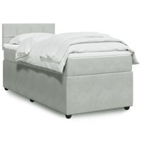 Boxspring met matras fluweel lichtgrijs 140x200 cm - thumbnail