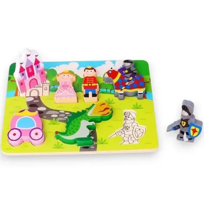 TKC491 - Tooky Toy Vormenpuzzel Prinses Junior Hout (7 stukjes)