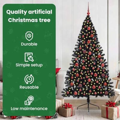 VidaXL Kunstmatig voorverlicht kerstboom met 300 led zwart 180 cm pvc