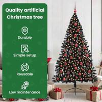 VidaXL Kunstmatig voorverlicht kerstboom met 300 led zwart 180 cm pvc - thumbnail