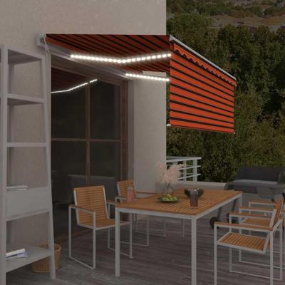 VidaXL Luifel met rolgordijn, led en windsensor 3,5x2,5 m oranje bruin