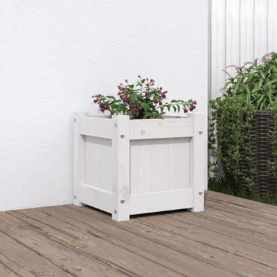 VidaXL Plantenbak 31x31x31 cm massief grenenhout wit