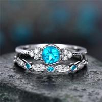 2 stks/set vrouwen Fashion Zircon edelsteen ring 8 (meer blauw) - thumbnail
