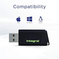 Integral Pulse USB 2.0 stick, 128 GB, zwart/geel - thumbnail