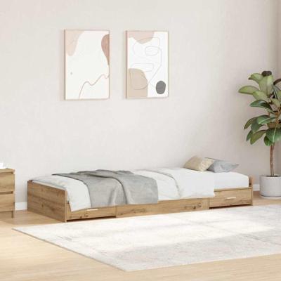 Opbergbedframe met hoofdeinde Artisan Eiken 80 x 200 cm Bewerkt hout