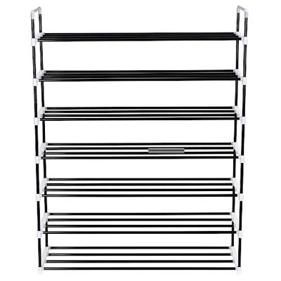 Schoenenrek met 7 schappen metaal en kunststof zwart